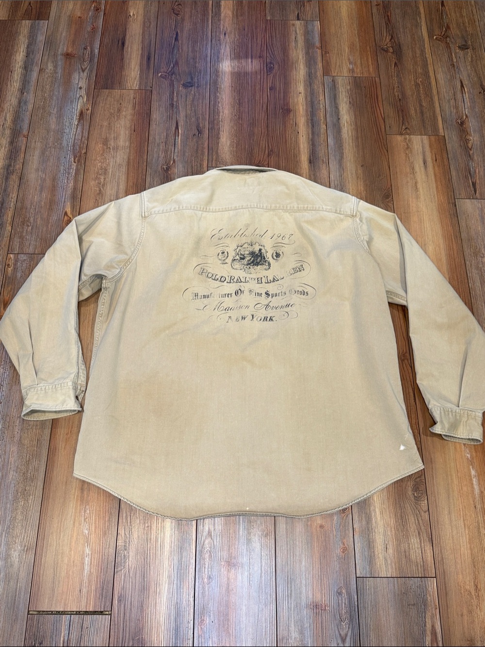 Polo Ralph Lauren PRLC Khaki Lightweight Shirt Jacket with Back Graphic Size XXL